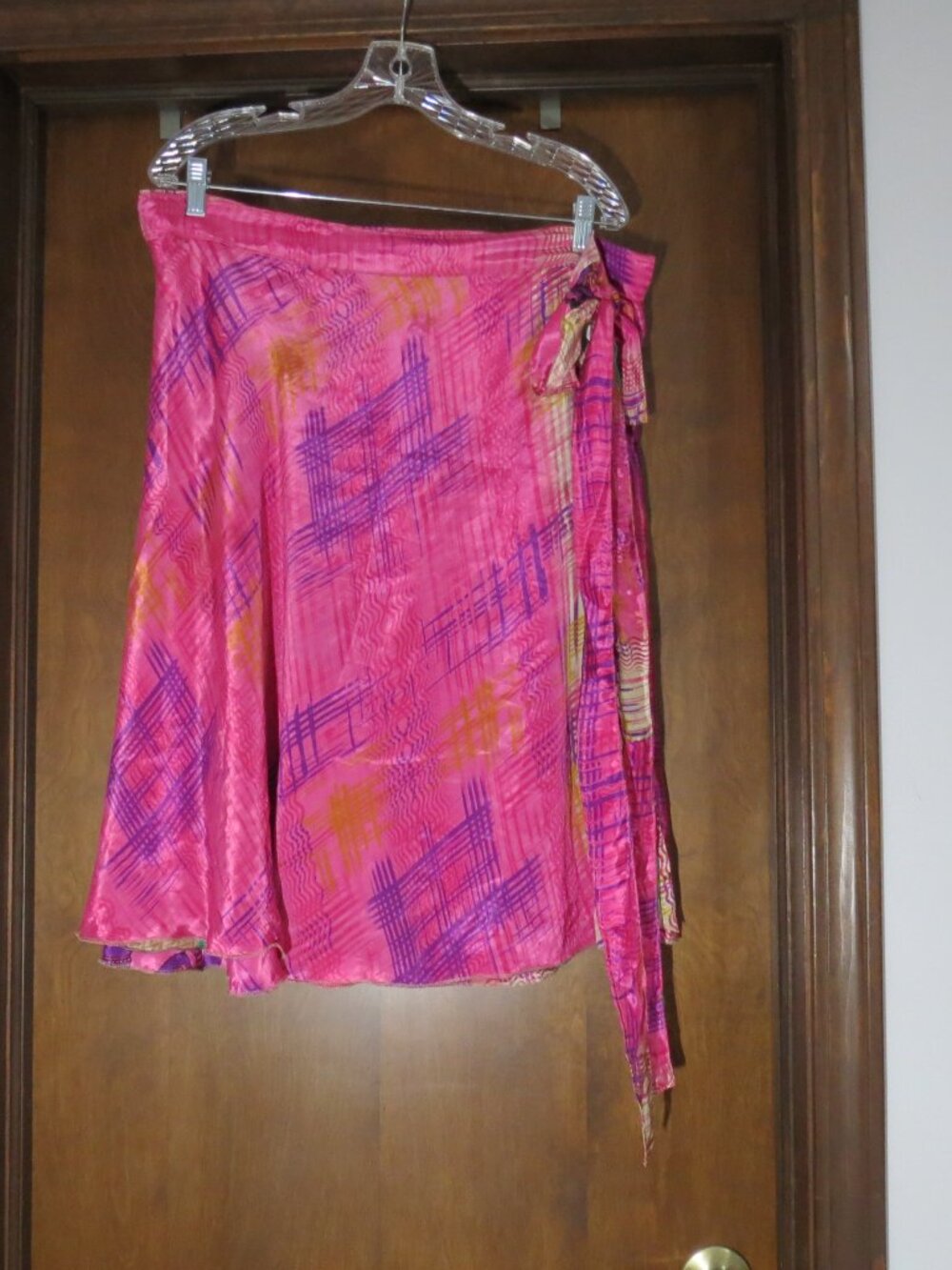 NWT Darn Good Yarn Sari Silk Wrap Skirt Women Goddess Mini Boho Gypsy Reversible